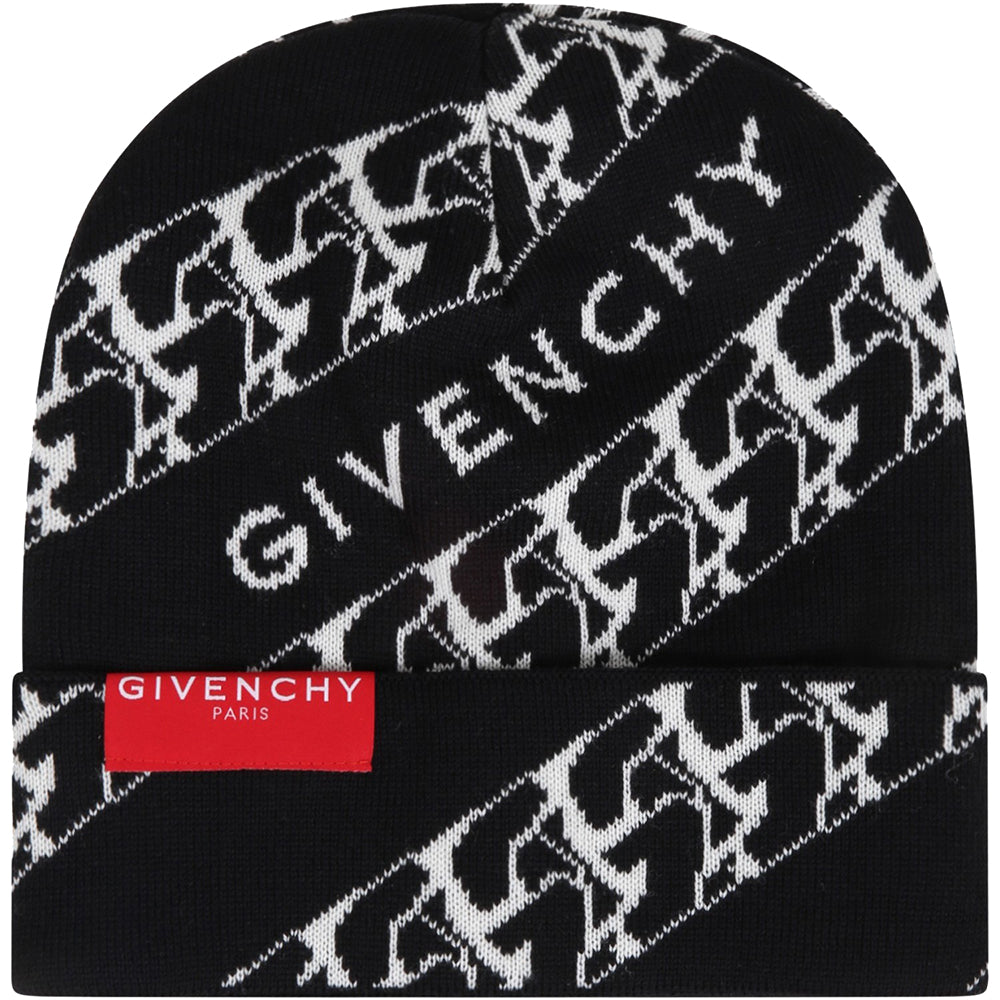 Givenchy Boys Chain Logo Wool Hat Black - One Size Black