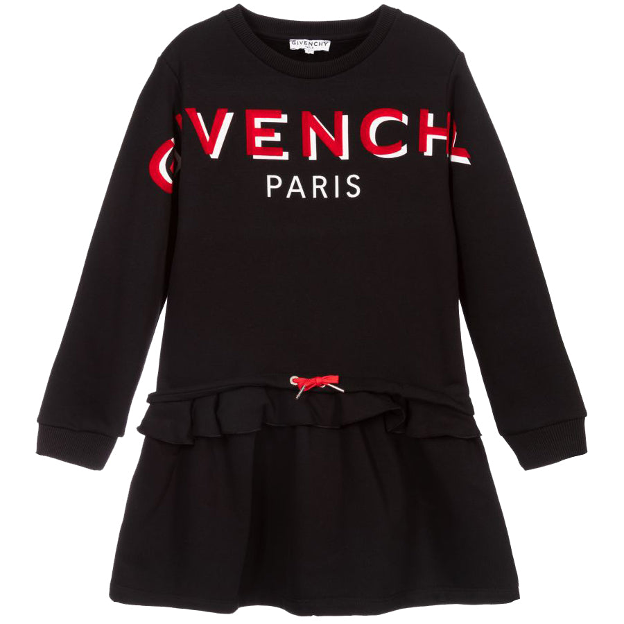 Givenchy girl dress in fleece with printed logo Black