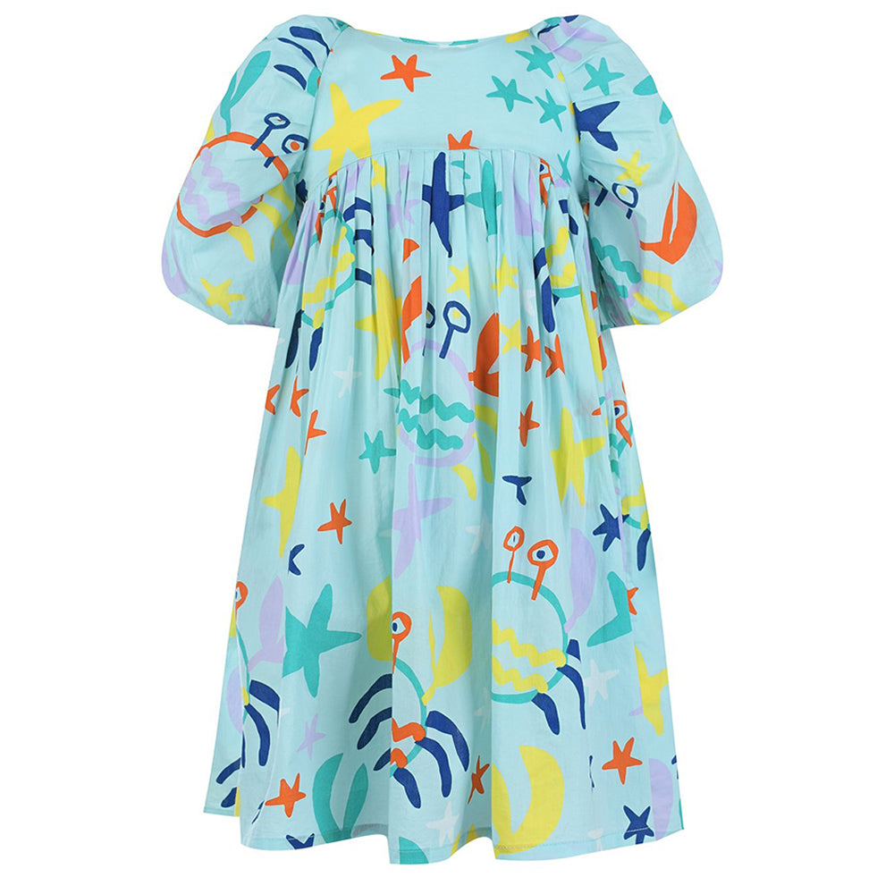 Stella Mccartney Girls Printed Dress Blue 4Y