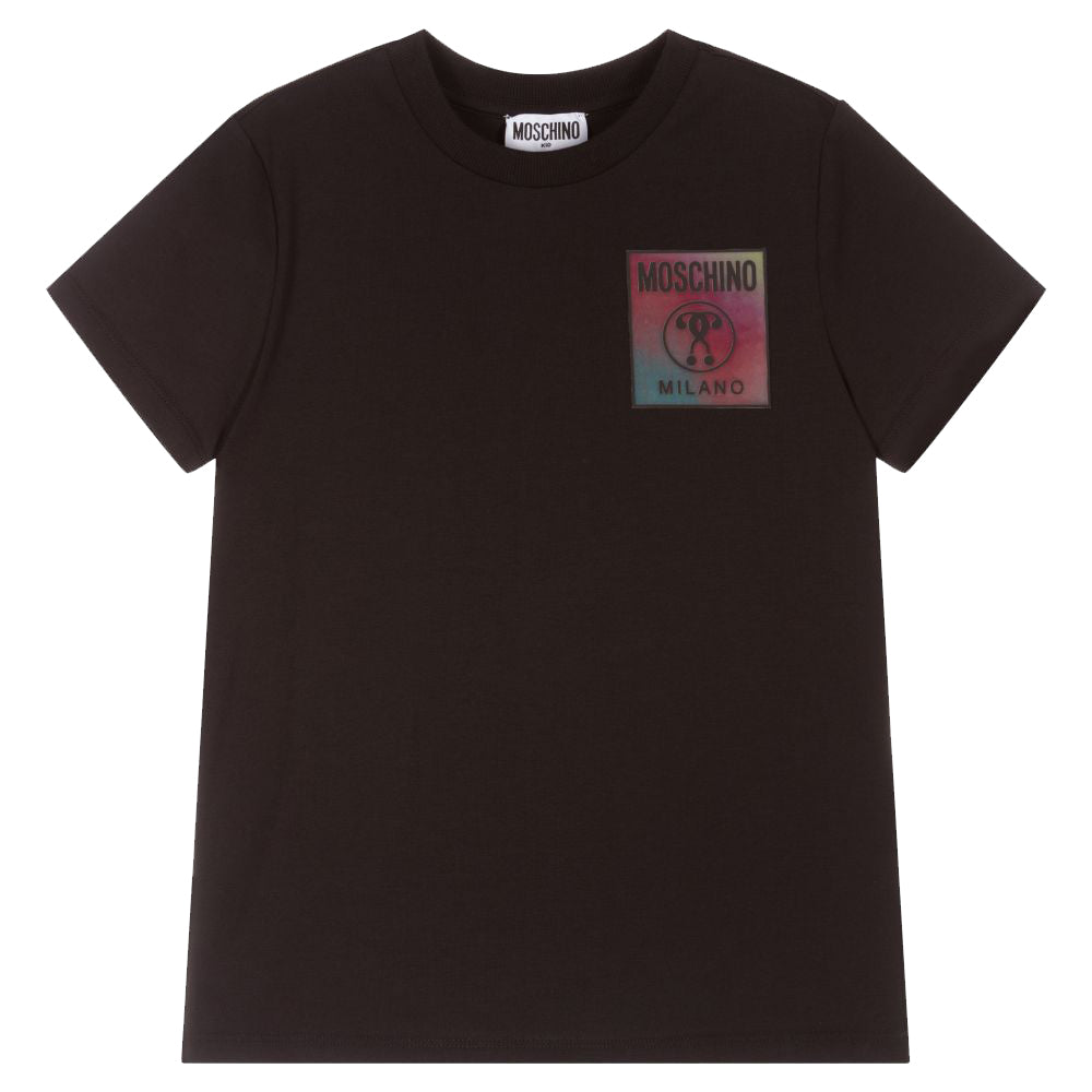 Moschino Boys Iridescent Logo T-shirt Black 12Y