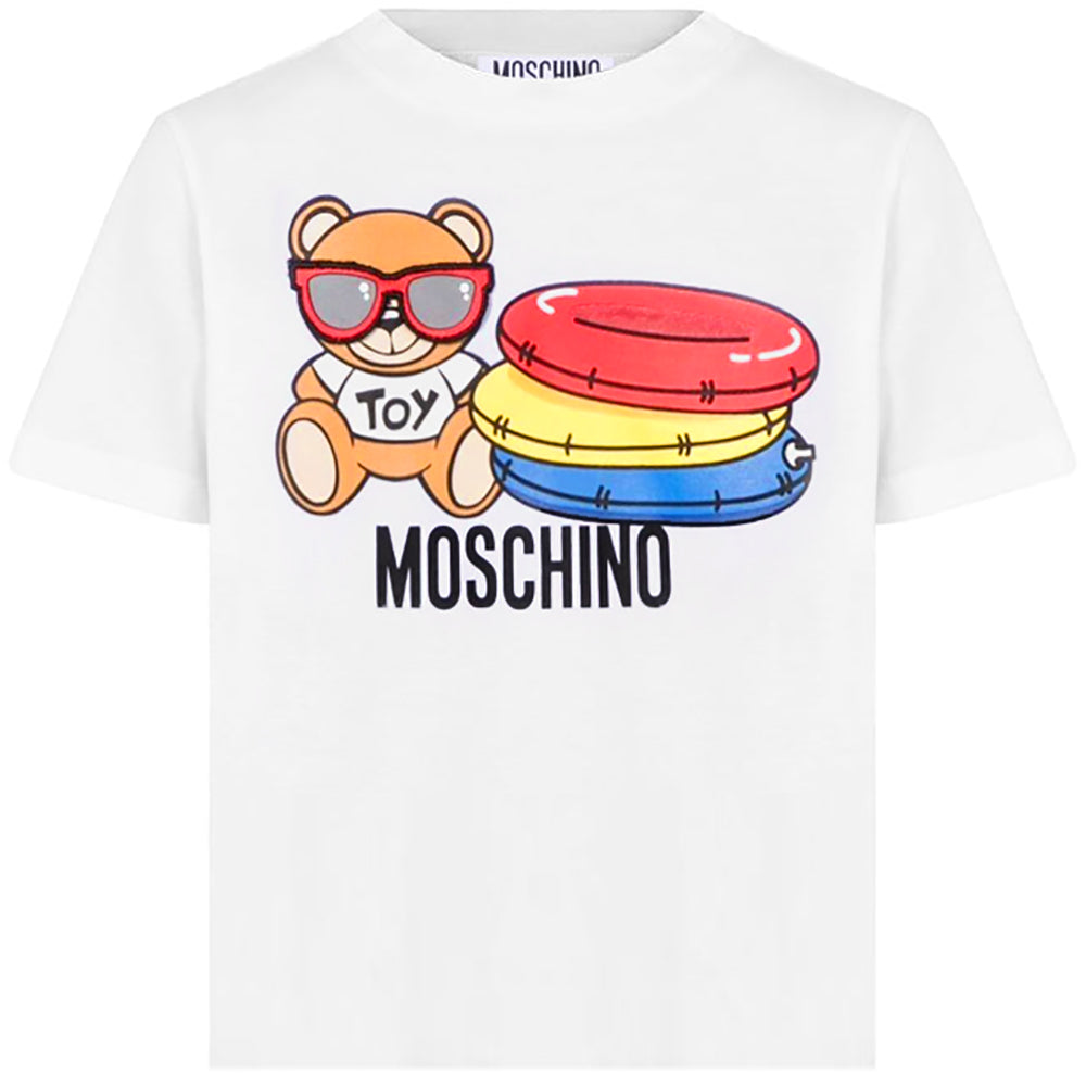 Moschino Unisex Kids Beach Bear Logo T-Shirt White - 4Y WHITE