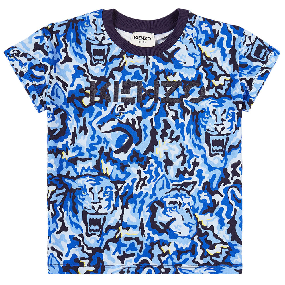 Kenzo Boys Graphic Print T-shirt Blue 10Y