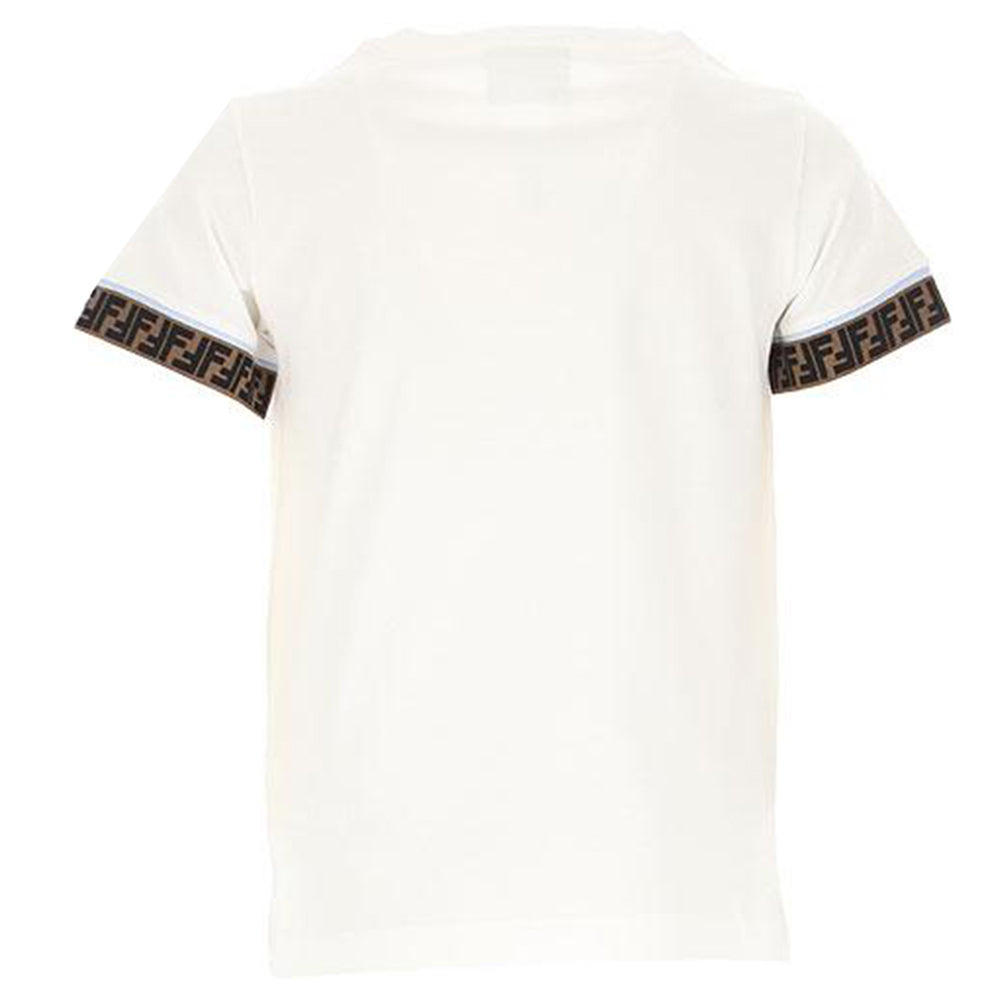 Fendi Kids Cuff Logo T Shirt White 8Y