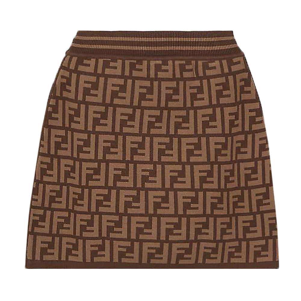 Fendi Ff-print Woven Skirt Brown 6Y