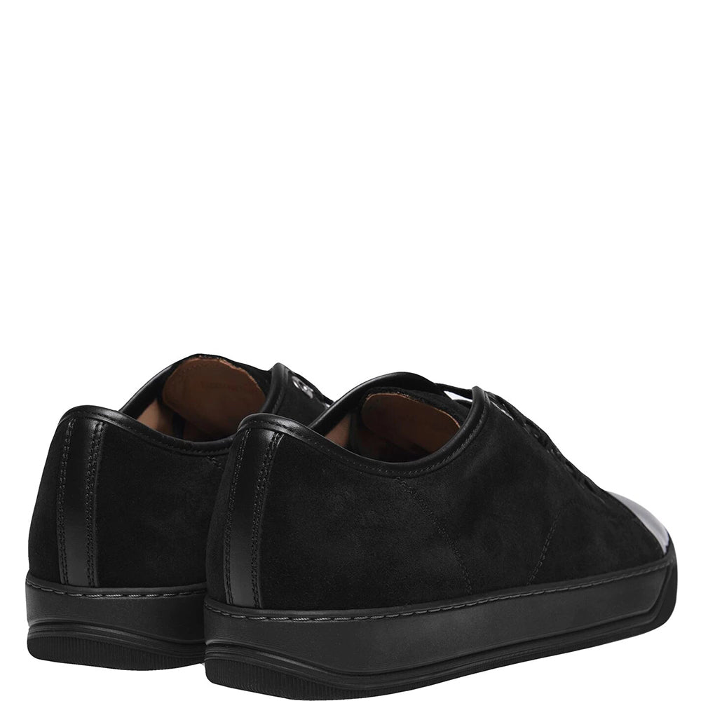 Lanvin Mens Suede And Patent Low Top Sneakers Black 10