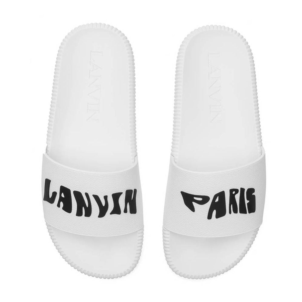 Lanvin Men's Aprege Logo Sliders White UK 7