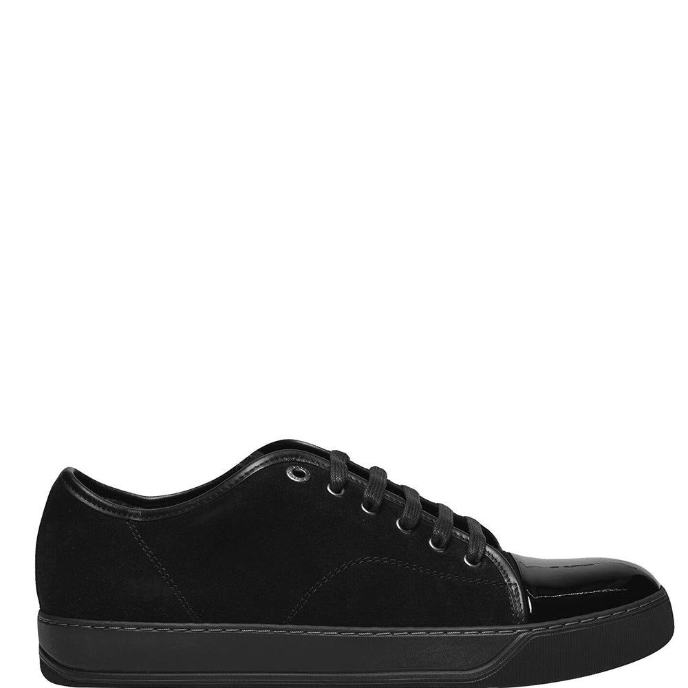 Lanvin Mens Suede And Patent Low Top Sneakers Black - 6 BLACK