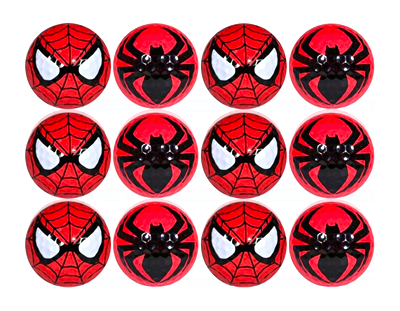 black spider and spider man on red golf ball