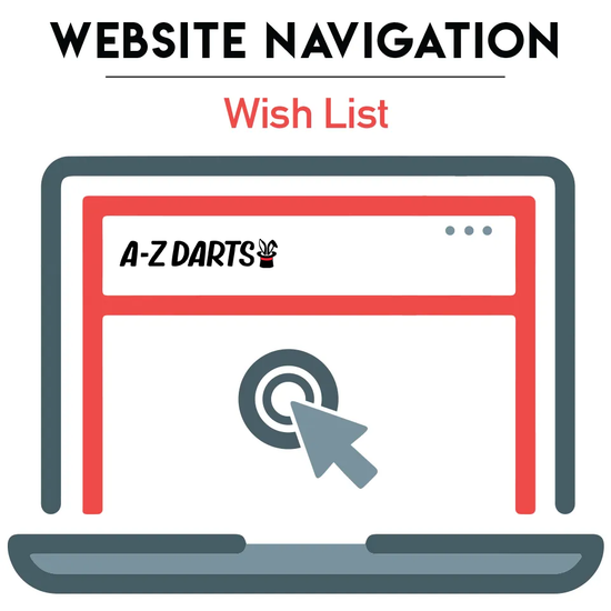 A-Z Darts wishlist website navigation