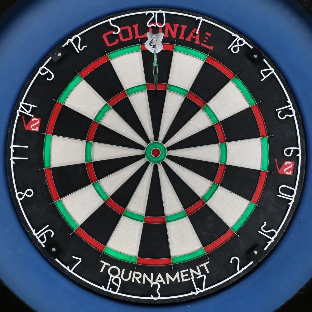 One dart below T20 at a 20 degree angle.