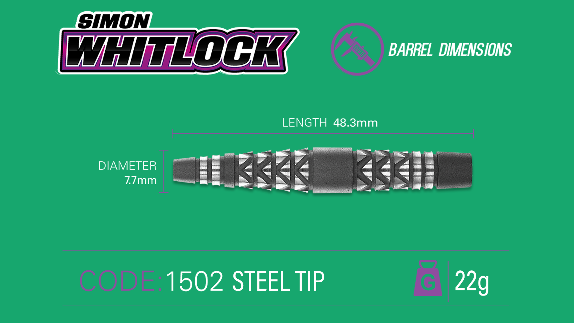 Simon Whitlock Atomised darts barrel dimensions Steel tip