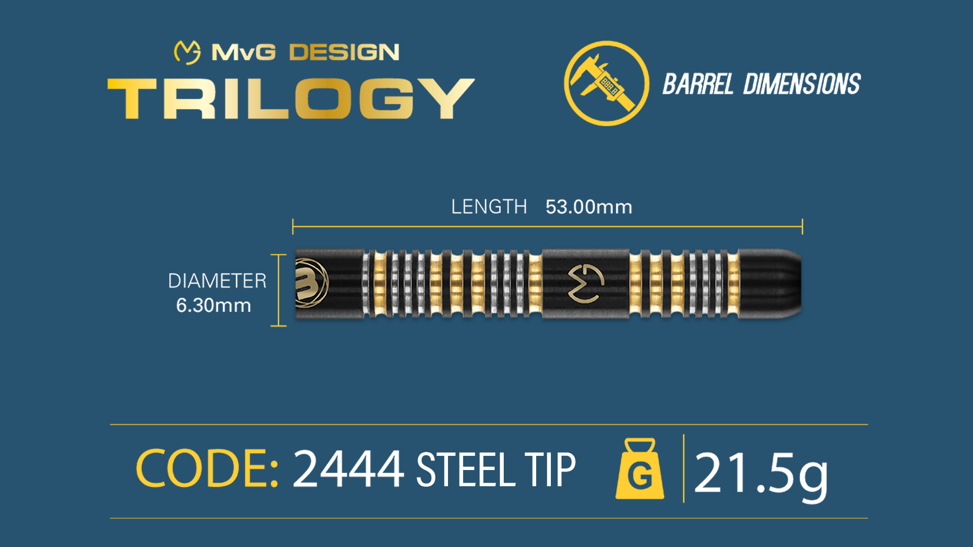 MVG Trilogy darts steel tip barrel dimensions