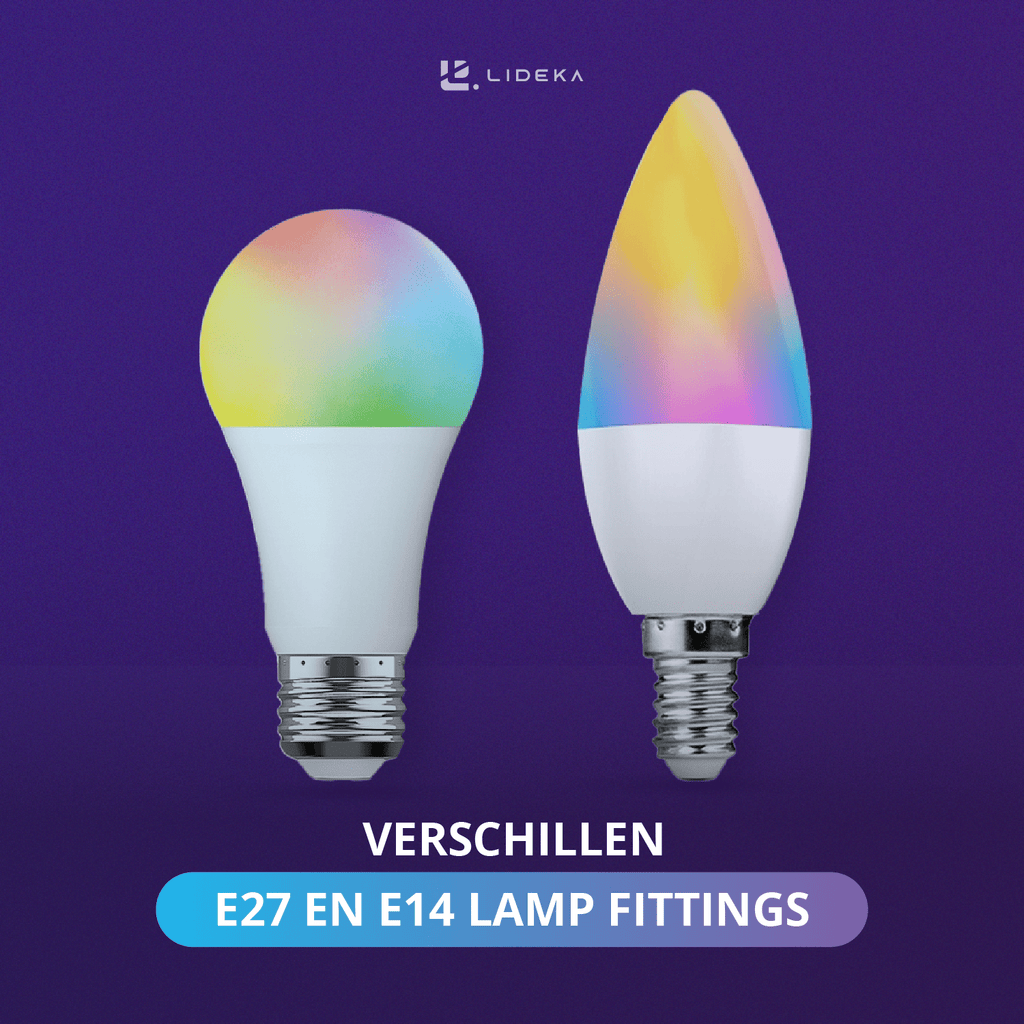 Verschillen e27 en e14 lamp fittings