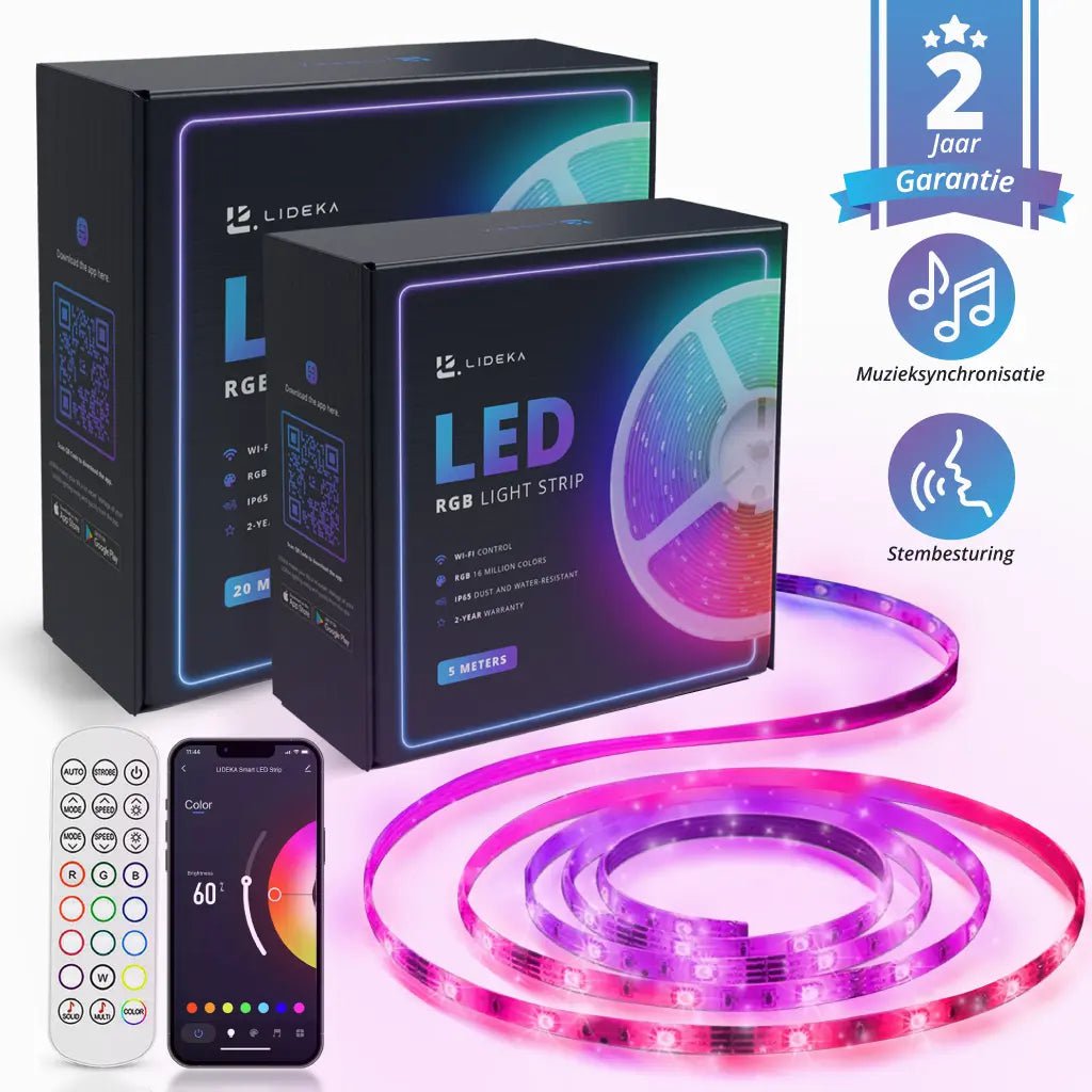 Image of Lideka® - LED Strip Verlichting 25m - RGB Pakket Van 20 + 5 Meter