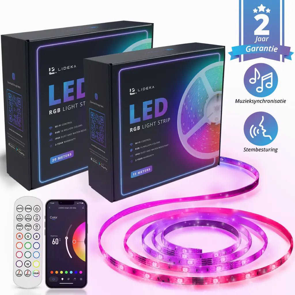 Image of Lideka® - LED strip 35 meter (20+15) - Decoratie Woonkamer - Met App