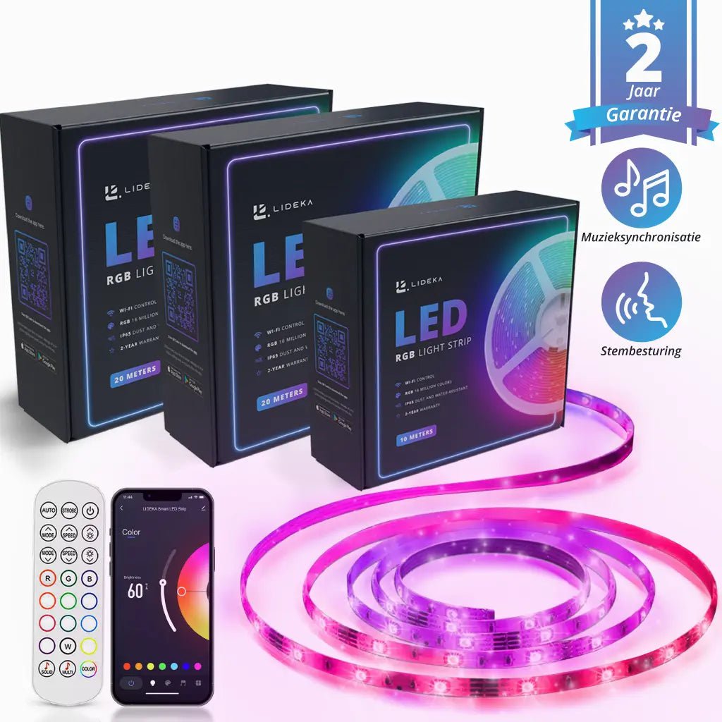 Image of Lideka® - LED strip 50 Meter - Pakket Van 20 + 20 + 10 Meter - RGB