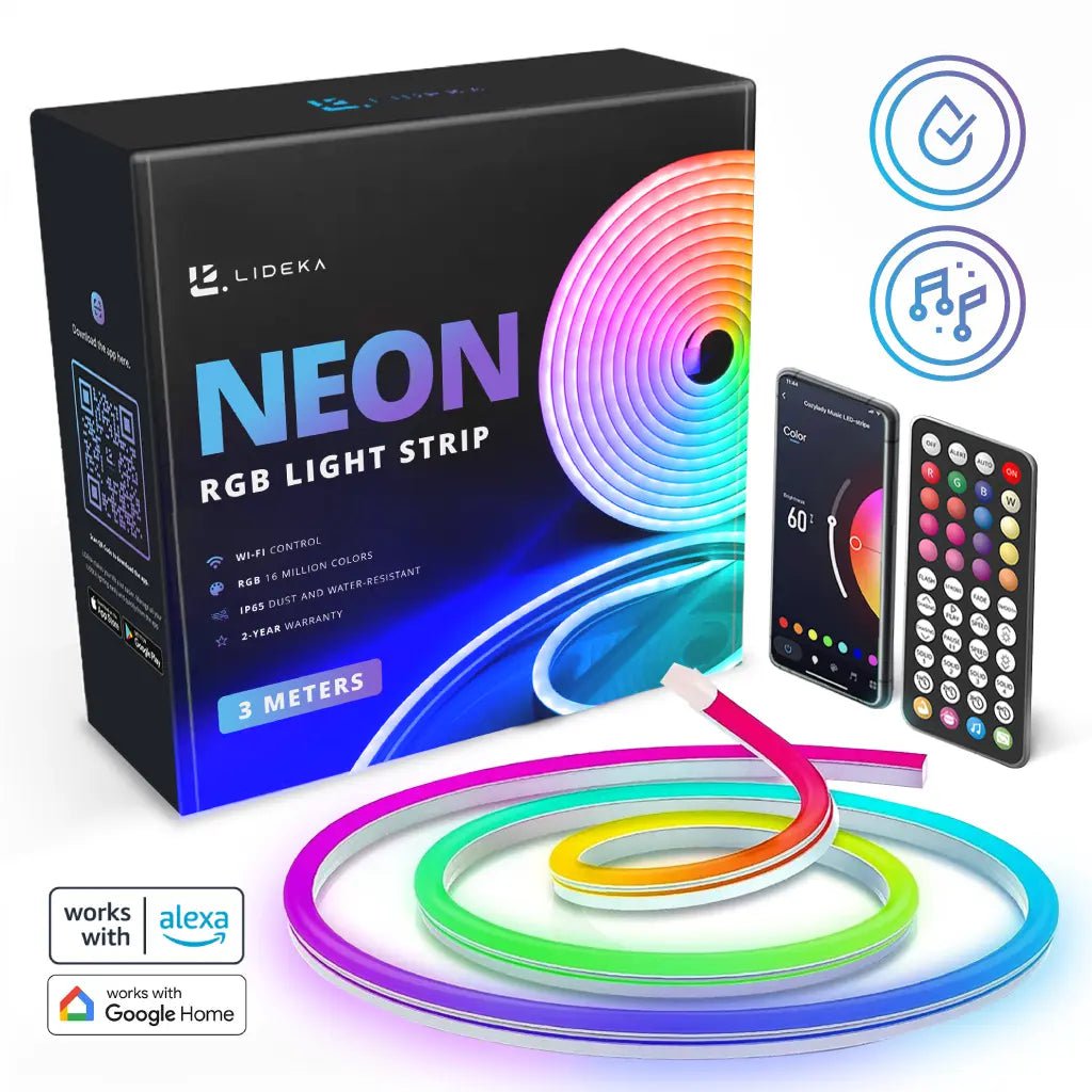 Image of Lideka® - RGB Neon LED Strip 3m Dream Color met App Control IP68