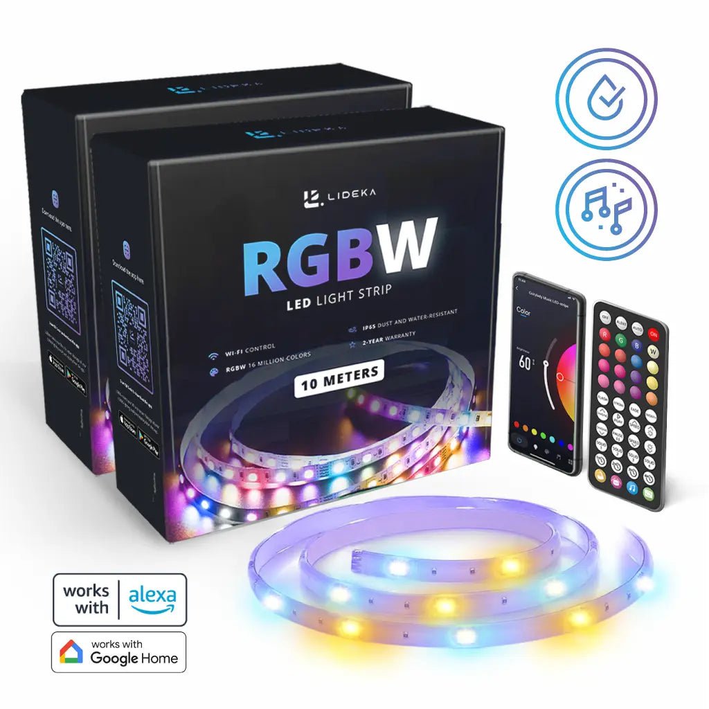 Image of Lideka® LED Strip Warm Wit Dimbaar - RGBW - 20 meter (4x5) - Met app