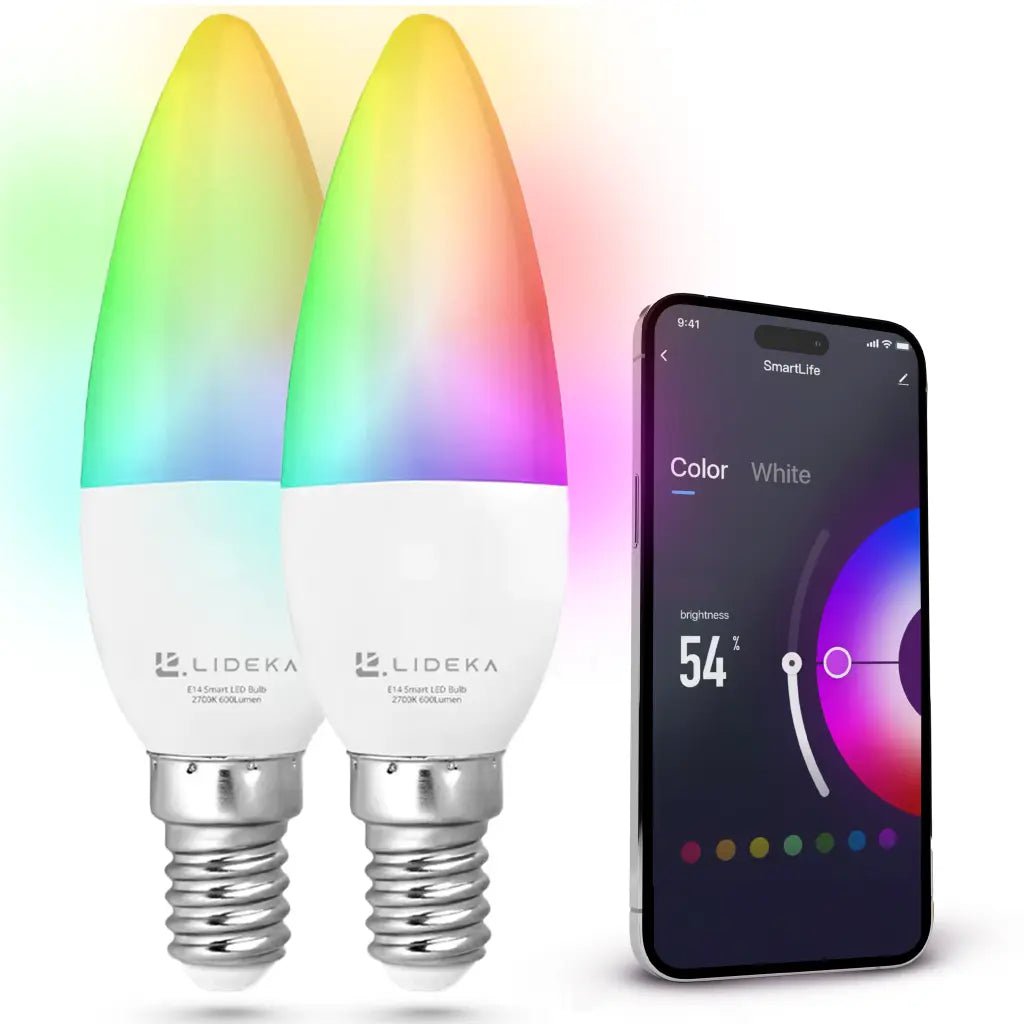 Image of Lideka® - Slimme LED Smart Lampen - E14 - Set Van 2 - RGBW - Dimbaar