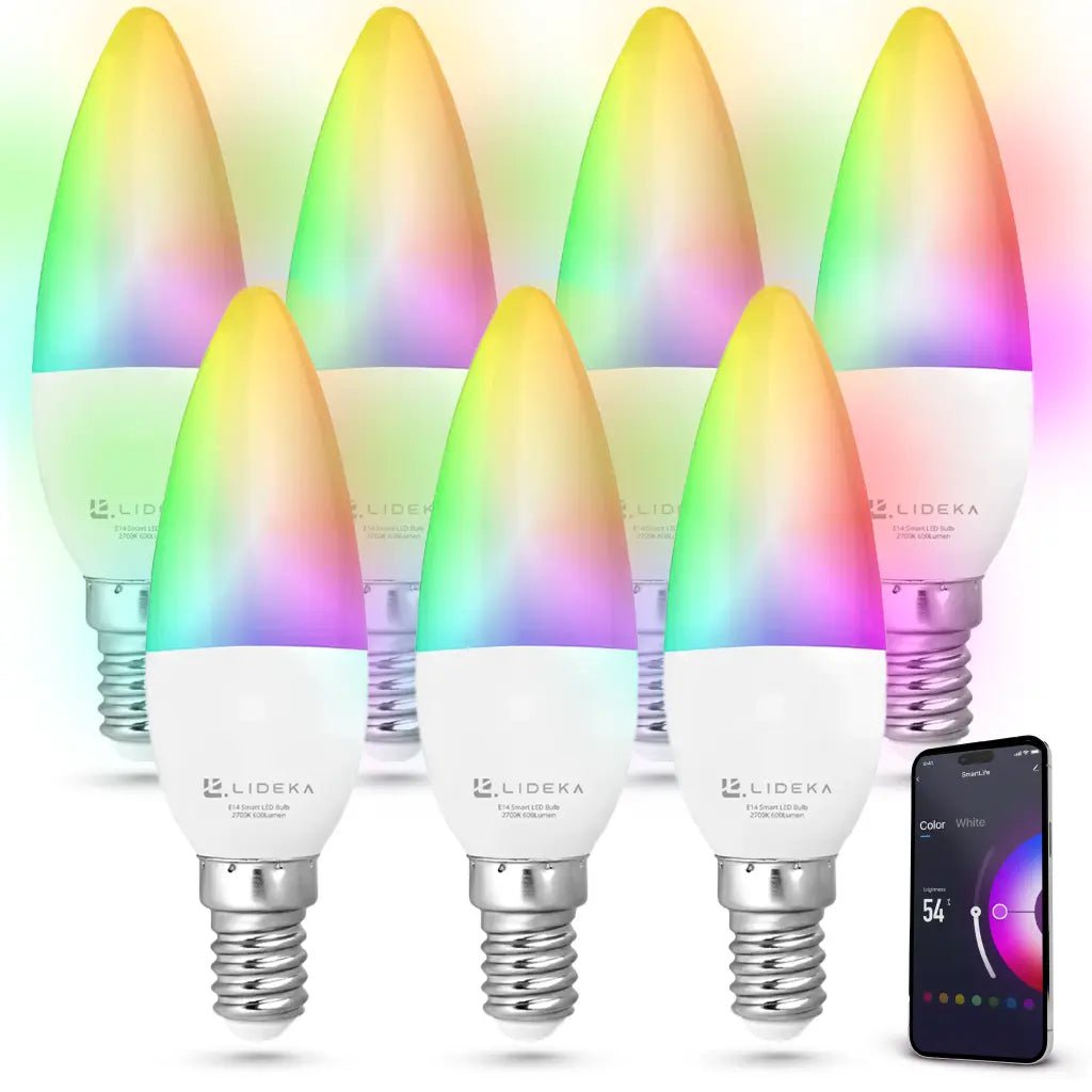 Image of Lideka® - Slimme LED Smart Lampen - E14 - Set Van 7 - RGBW - met App - 6W -Dimbaar