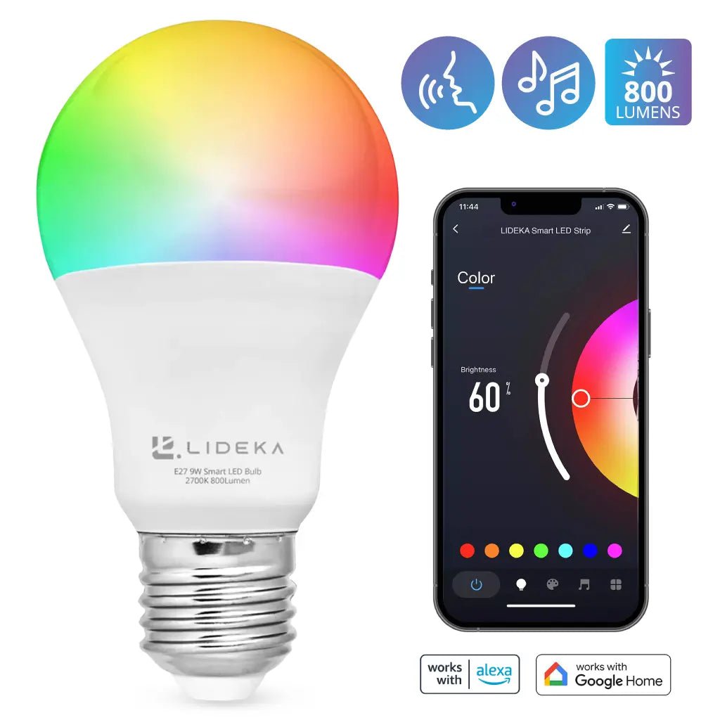 Image of Lideka® Smart LED Lamp - E27 9W - RGBW - Dimbaar