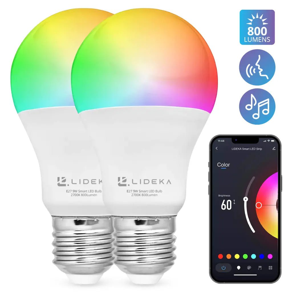 Image of Lideka® Smart LED Lamp - E27 9W - RGBW - Dimbaar - Set van 2