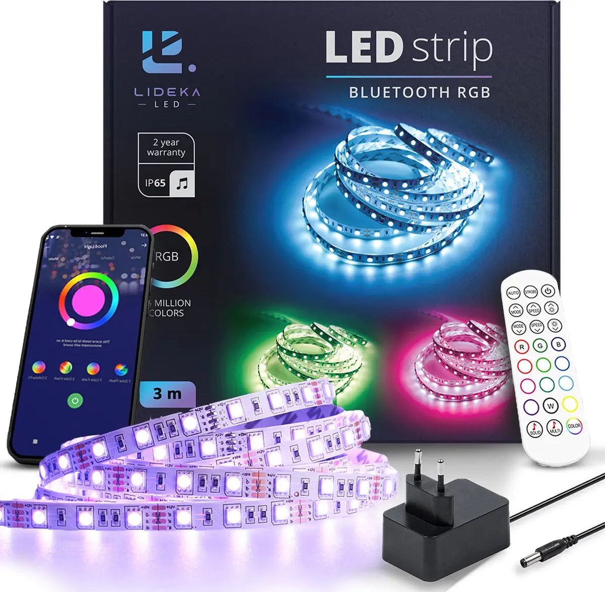 Image of Lideka – LED Strip 3 meter – incl. Afstandsbediening - incl. Kleurverandering – Gaming Accesoires