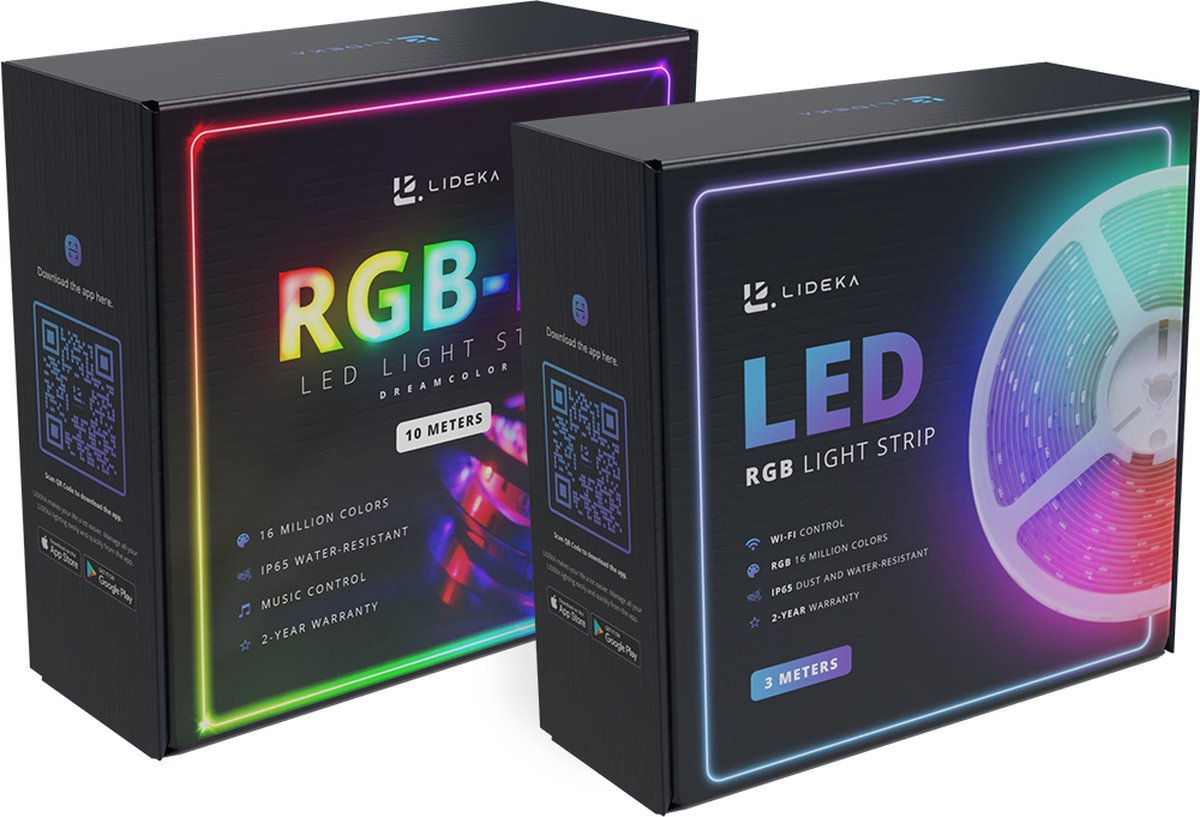 Image of Lideka® - RGB LED strip met muziekbesturing - RGBIC 10M + RGB 5M