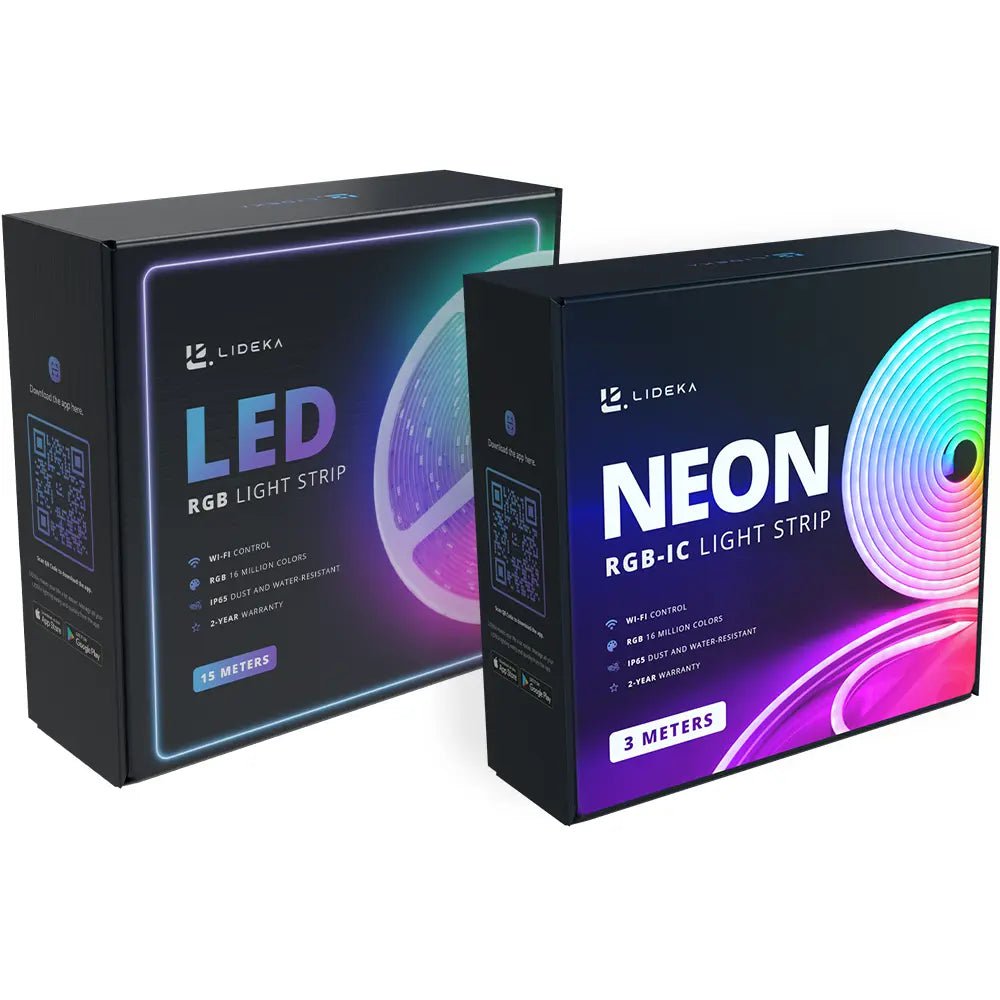 Image of Lideka® - NEON RGBIC LED Strip 3 Meter + RGB LED Strip 15 Meter