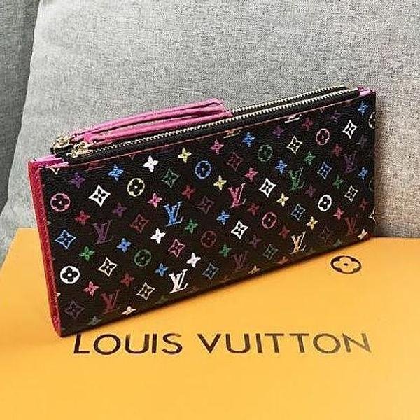 LV Louis Vuitton New Fashion Monogram Print Leather Double Zippe