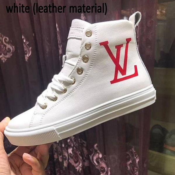 Louis Vuitton LV new canvas shoes high-top all-match college style breathable retro white shoes-1