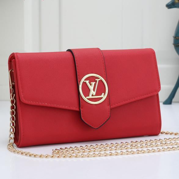 Louis Vuitton LV Women Leather Buckle Wallet Purse Crossbody