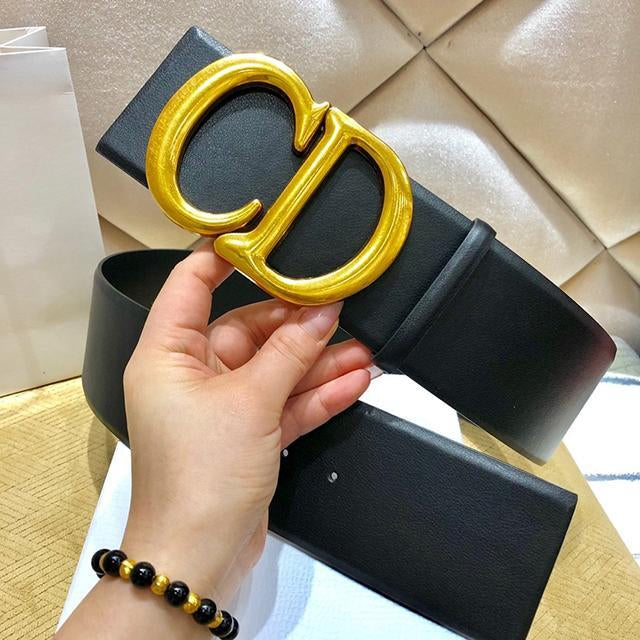 Dior fashion lady large belt letter gold buckle casual belt