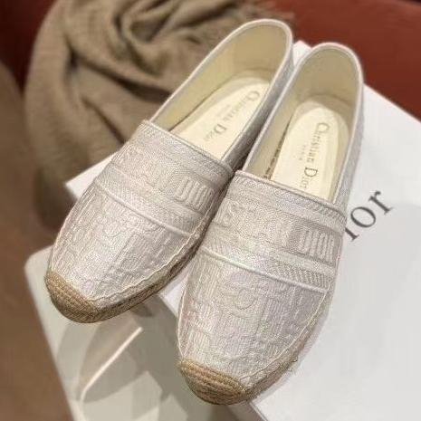 DIOR Hot Sale Canvas Embroidered Letter Baotou Slippers Casual S