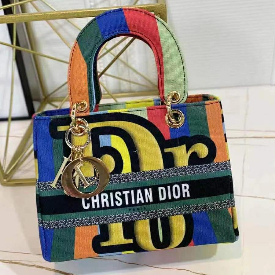 Christian Dior stitching color letter embroidery ladies shopping