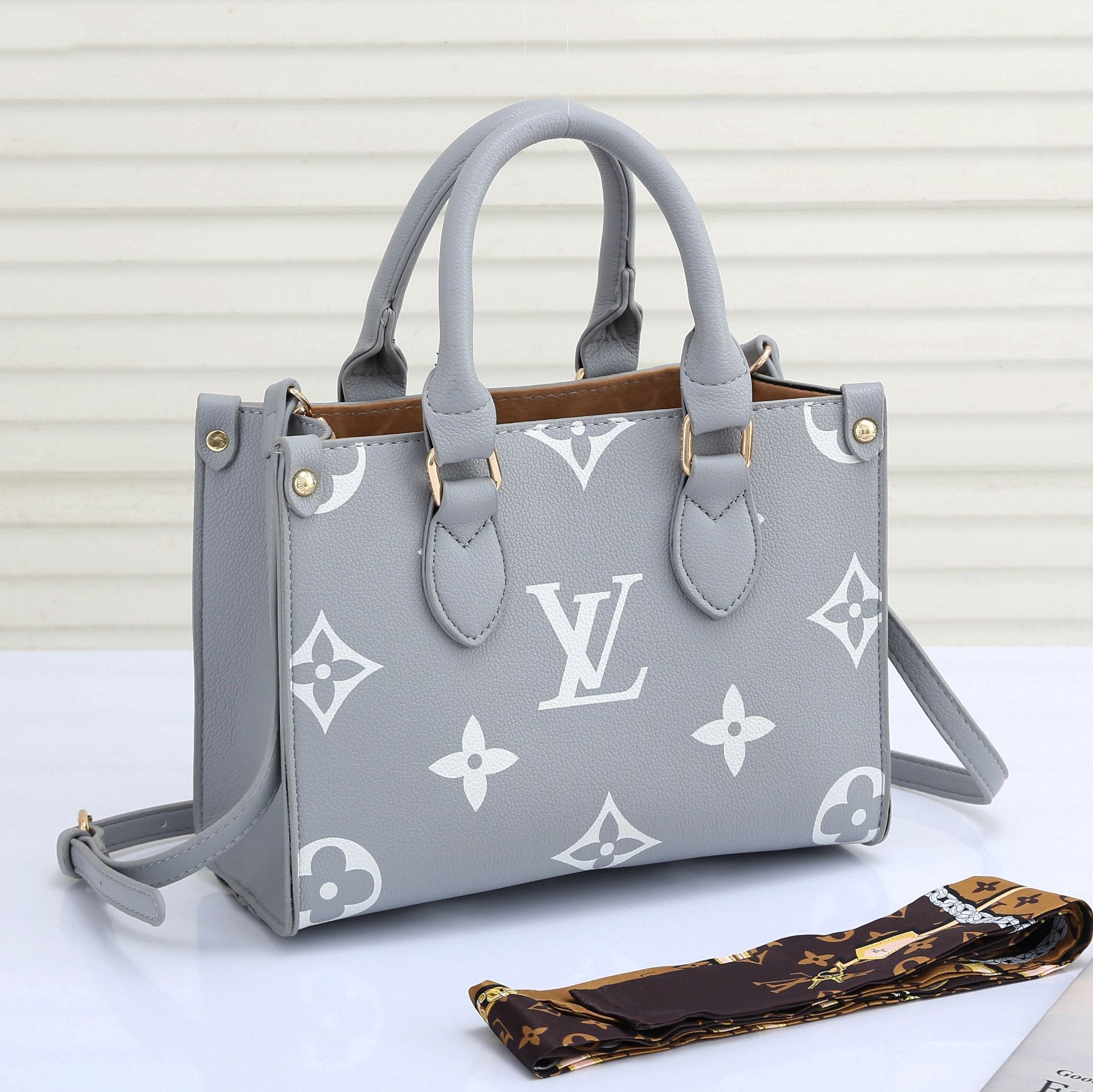 LV Louis Vuitton printed letters with silk scarf shoulder bag me