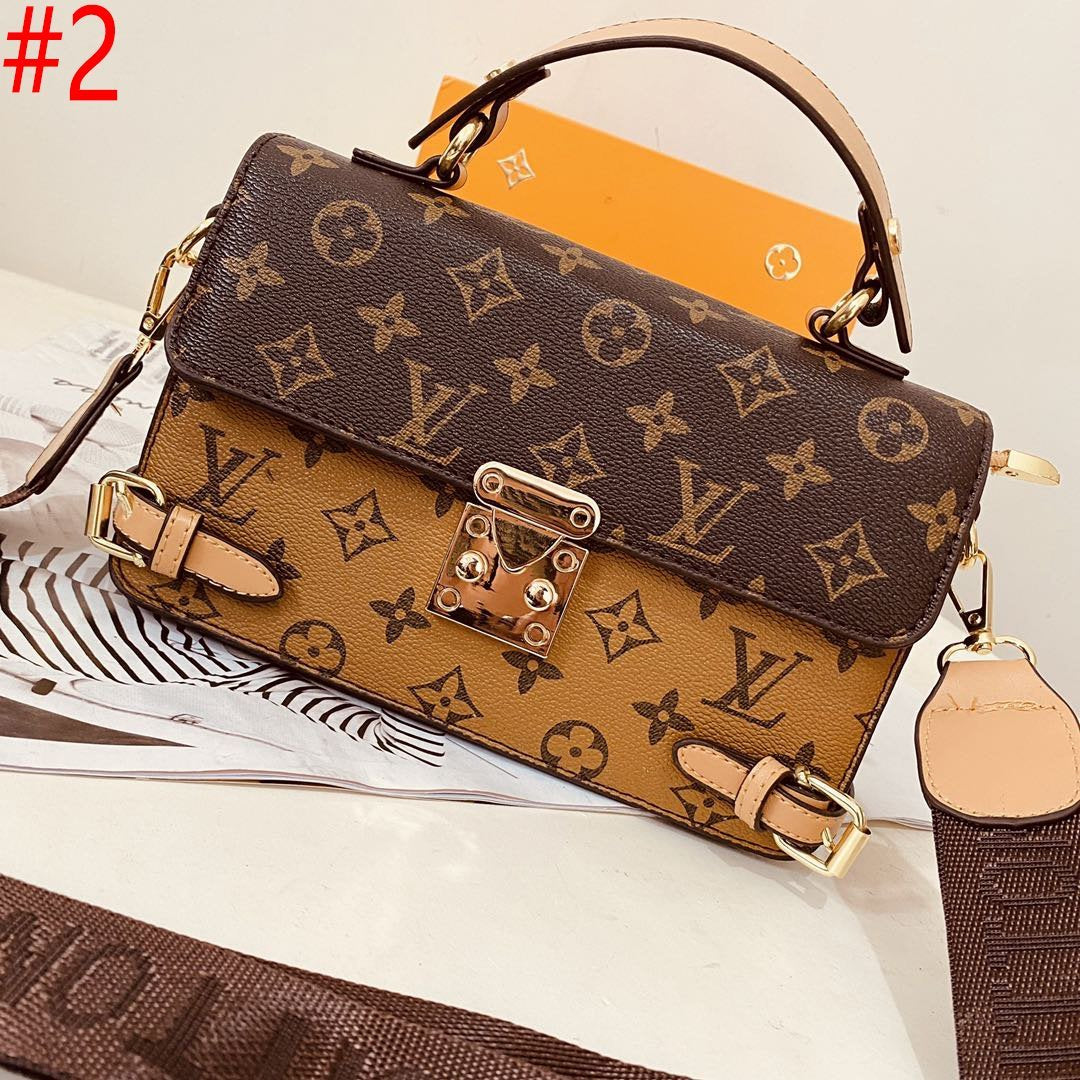 LV Louis Vuitton new letter print stitching color clamshell hand