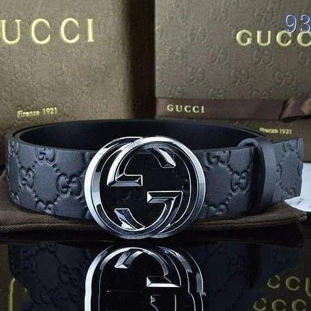 GG Men Fashion Smooth Buckle Belt Leather Belt Gold