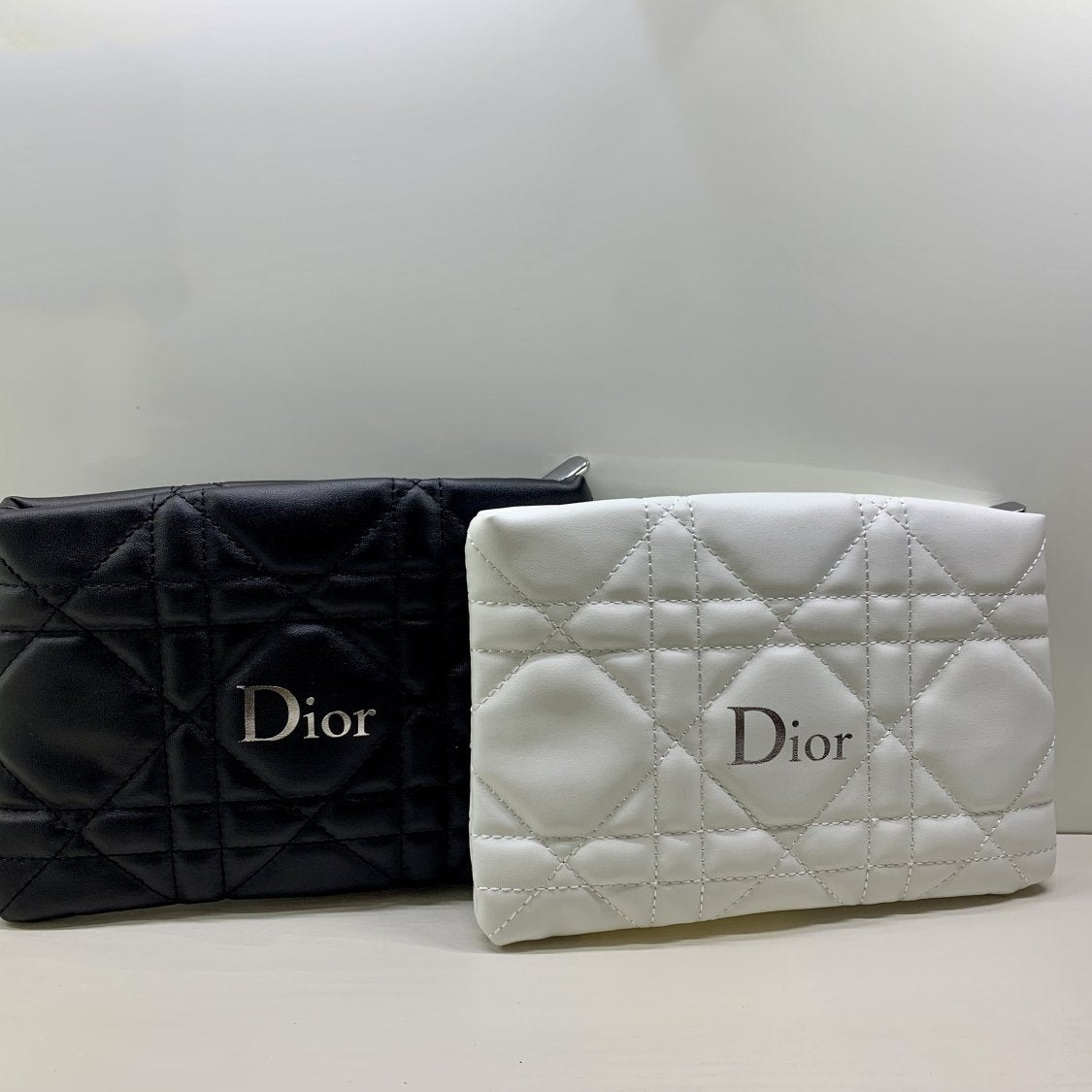 Dior womens diamond check zipper clutch bag-1