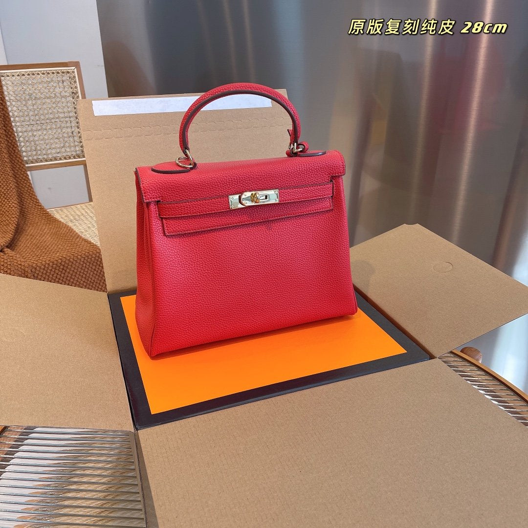 HERMES Women's fashion Leather Shoulder Bag Satchel Tote Bags-25