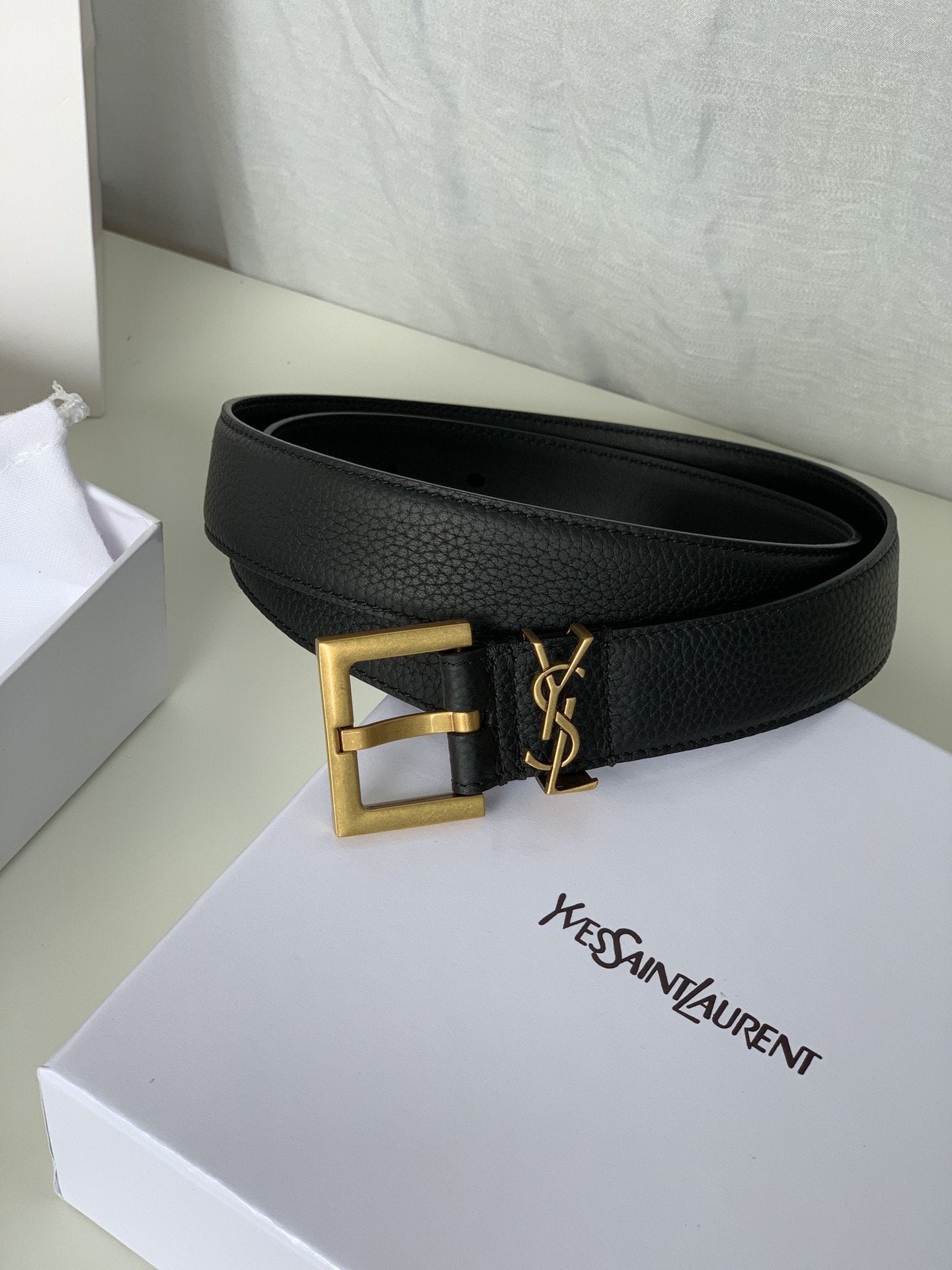 YSL Men's Women's Fashion Smooth Buckle Belt Leather Bel