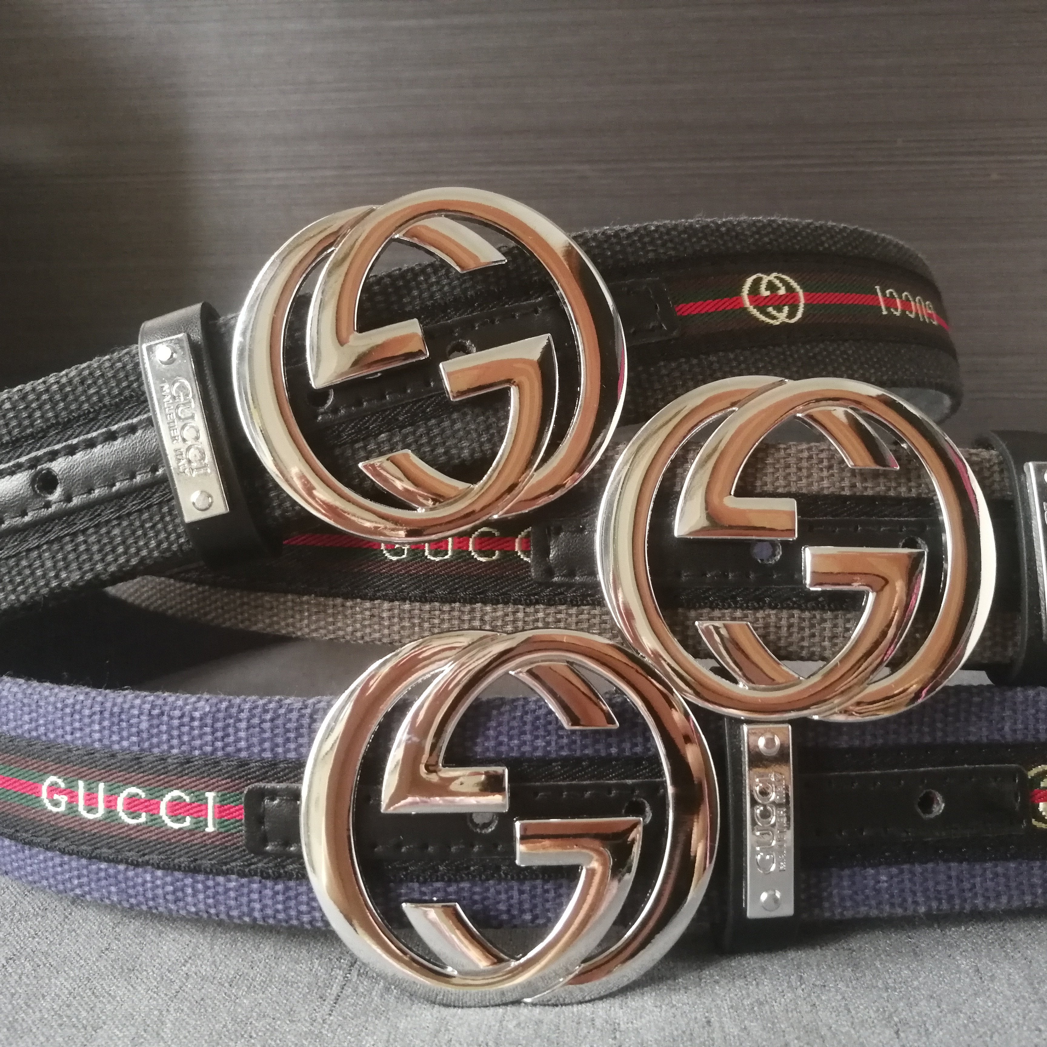 GG canvas interlocking double G smooth buckle belt