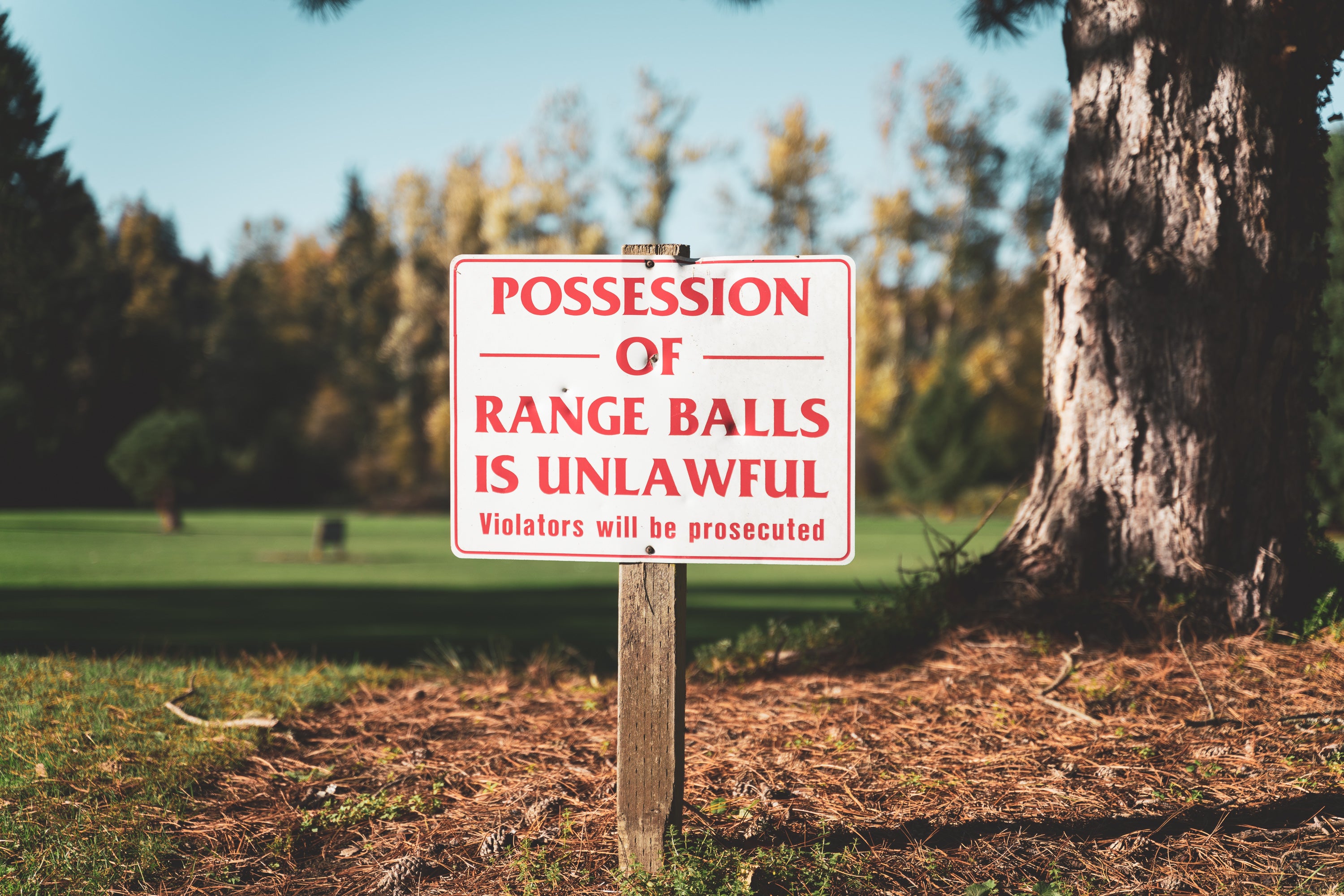 range ball warning sign