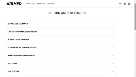 returns and exchanges