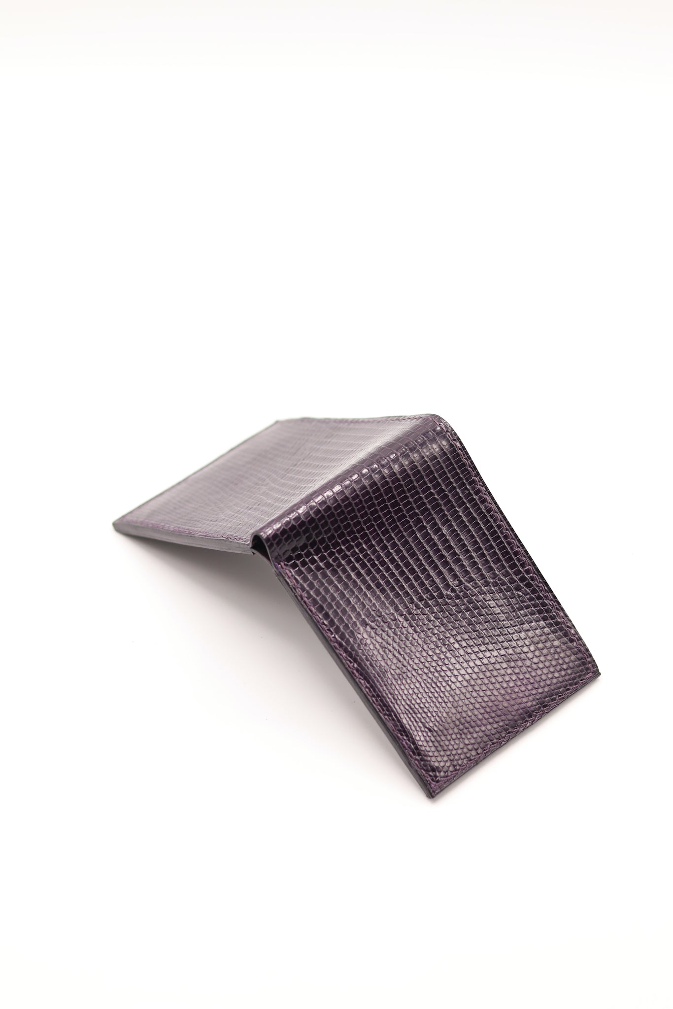 Full Grain Eggplant Hermes Cuir Précieux Lizard Leather Bifold Wallet