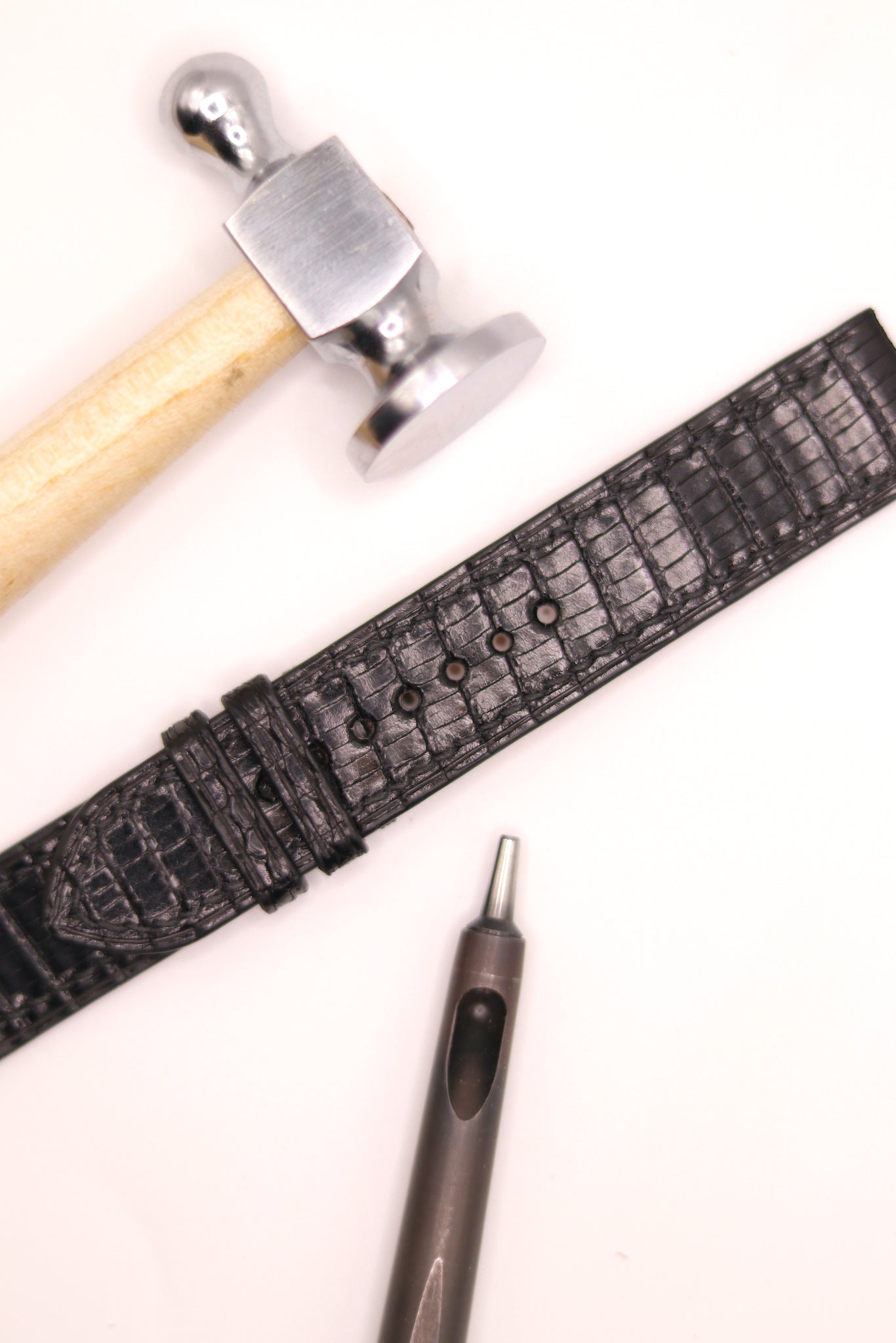 HCP Black Lizard Luxury Leather Watch Strap Making
