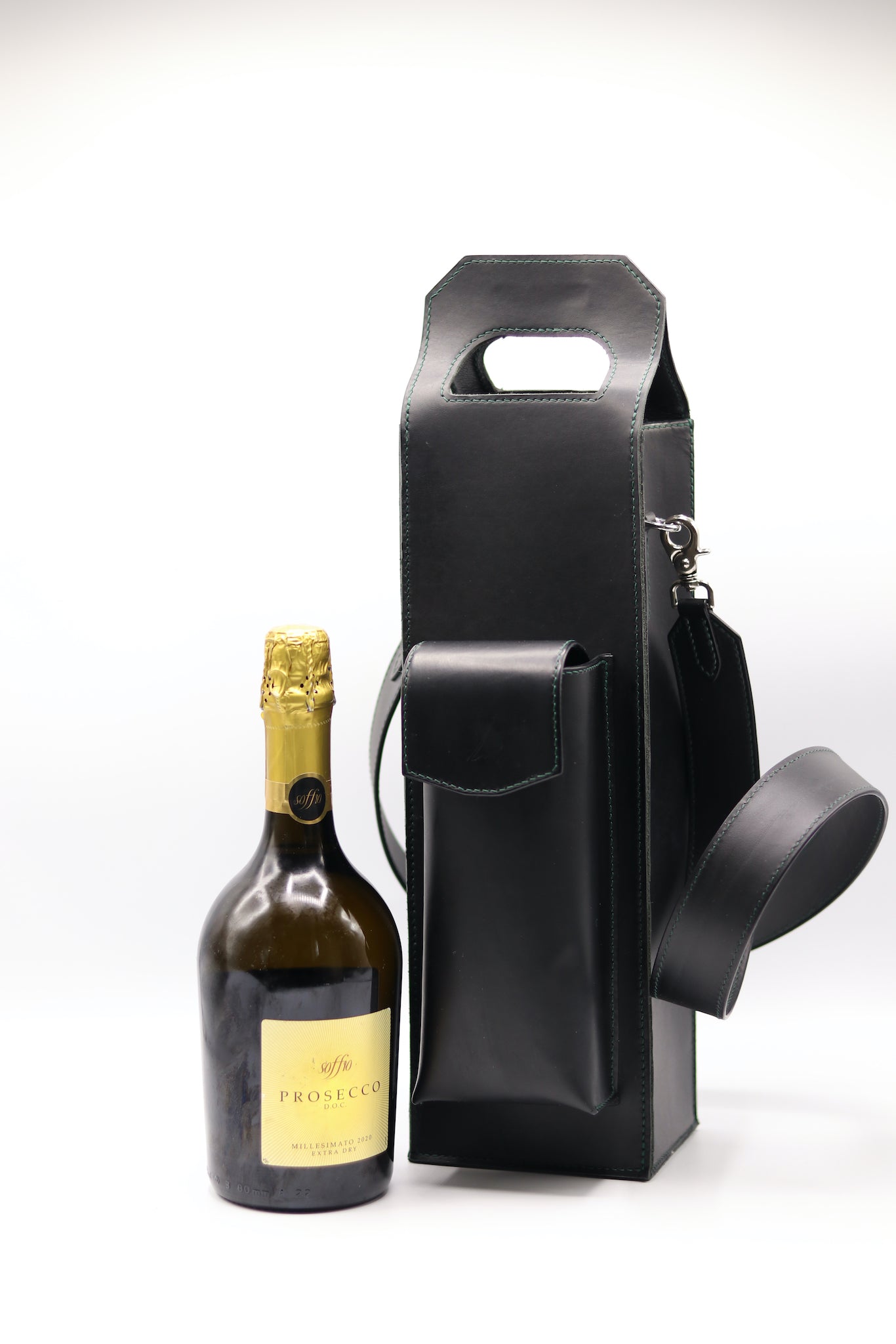 Handmade Bespoke Luxury Full Grain Leather Wine Bottle Bag