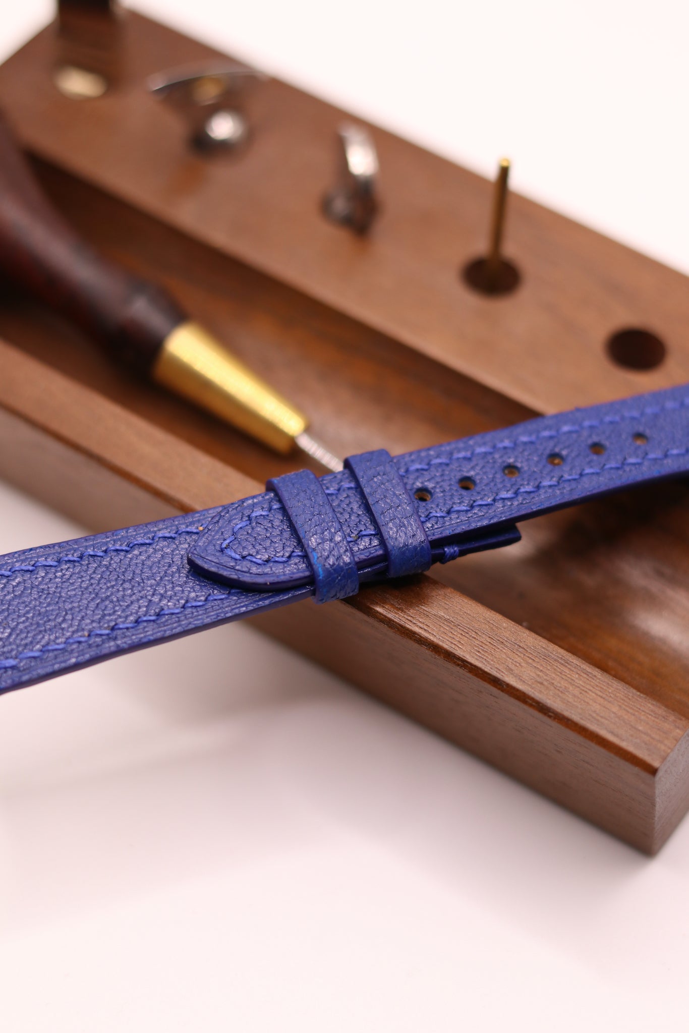 Leuba Louis Geneve Bespoke Leather Electric Blue Goat Watch Strap