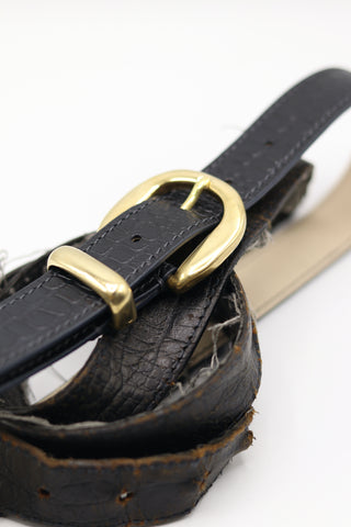 Womens Navy Alligator Mulberry Belt Repair Before and After