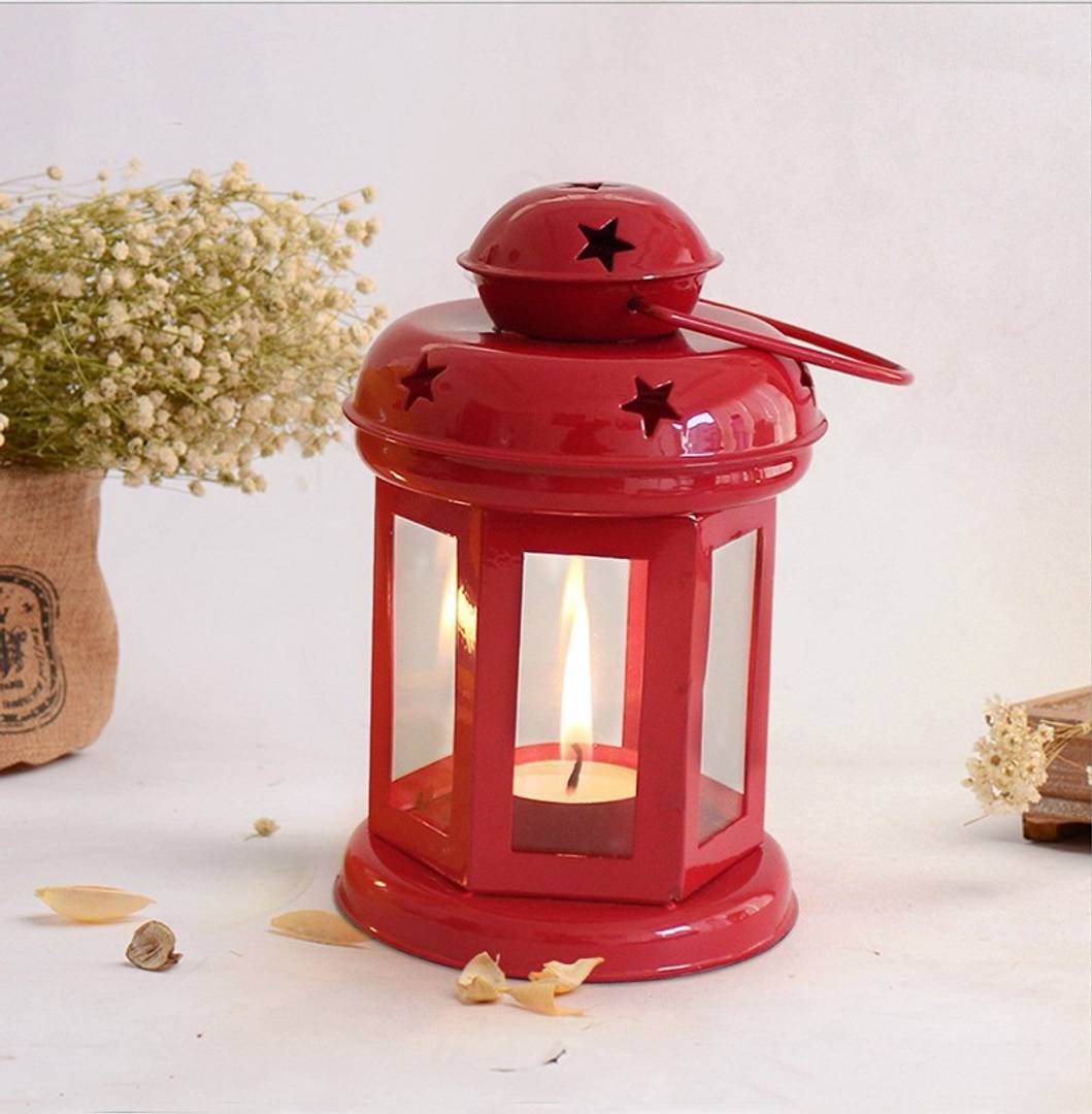 red tea light lantern